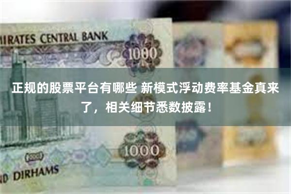 正规的股票平台有哪些 新模式浮动费率基金真来了，相关细节悉数披露！