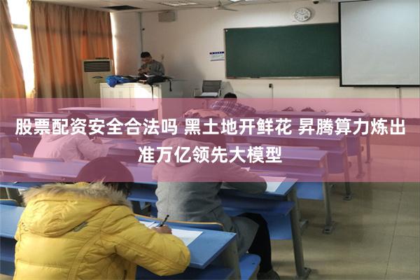 股票配资安全合法吗 黑土地开鲜花 昇腾算力炼出准万亿领先大模型